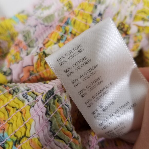 Free People Floral Long Sleeve Crop Top Blouse Yellow Size L - Picture 5 of 5